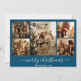 Blue Frohe Weihnachten 5-Foto-Urlaubskarte
