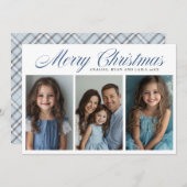 Blue Frohe Weihnachten Drei Foto Design (Vorne/Hinten)