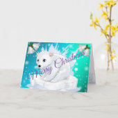 Blue Frohe Weihnachten Karte (Gelbe Blume)