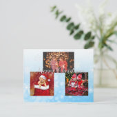 Blue Frohe Weihnachten Personalisiertes Foto Postkarte (Stehend Vorderseite)