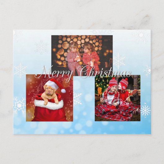 Blue Frohe Weihnachten Personalisiertes Foto Postkarte (Vorderseite)