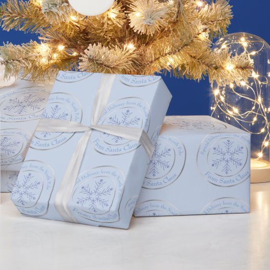 Blue from Santa Claus Glitzer Snowflake Geschenkpapier (Feiertage)