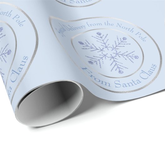 Blue from Santa Claus Glitzer Snowflake Geschenkpapier (Rolleneckpunkt)