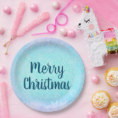 Blue Frost Frost Frohe Weihnachten Pappteller (Party)