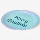 Blue Frost Frost Frohe Weihnachten Pappteller (Schrägansicht)