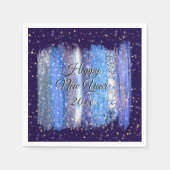 Blue Frosty Brush Schlaganfälle Happy New Year 20x Serviette (Vorderseite)