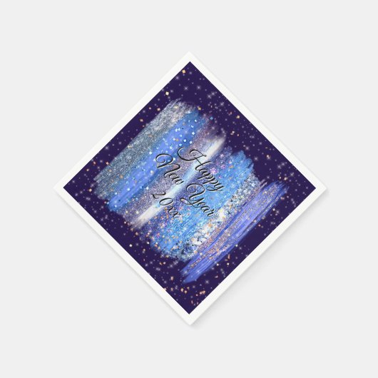 Blue Frosty Brush Schlaganfälle Happy New Year 20x Serviette (Ecke)