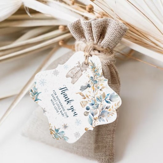 Blue Frosty Little Snowflake Clothesline Thank You Geschenkanhänger