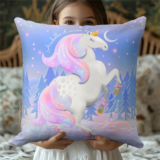 Blue Frozen Lake Unicorage Fantasy Winter Baby Kissen
