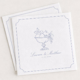 Blue Fruit Bowl Frame Wedding Napkins Serviette