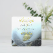 Blue Fuchsia Calla Lily Blume Wedding Einladung (Stehend Vorderseite)