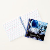 Blue Full Moon Tree Silhouette Notizblock (Innenseite)