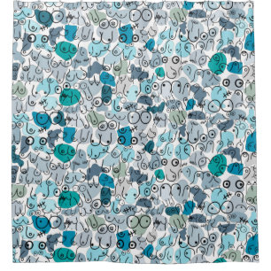 Blue-Fun-Brustdesign Duschvorhang