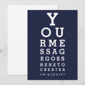 Blue Fun Eyesight Chart Custom Message Einladung (Vorne/Hinten)