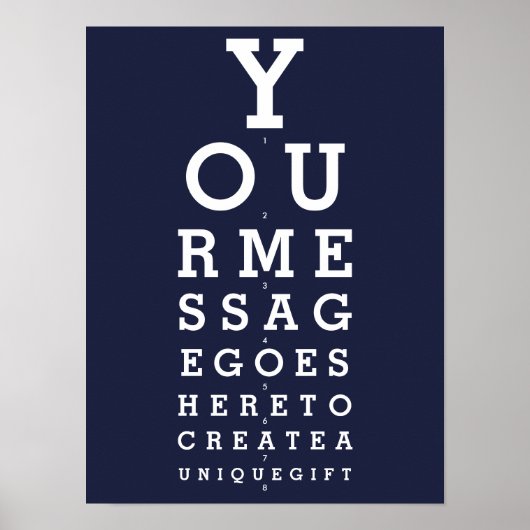 Blue Fun Eyesight Chart Custom Message Poster (Vorne)