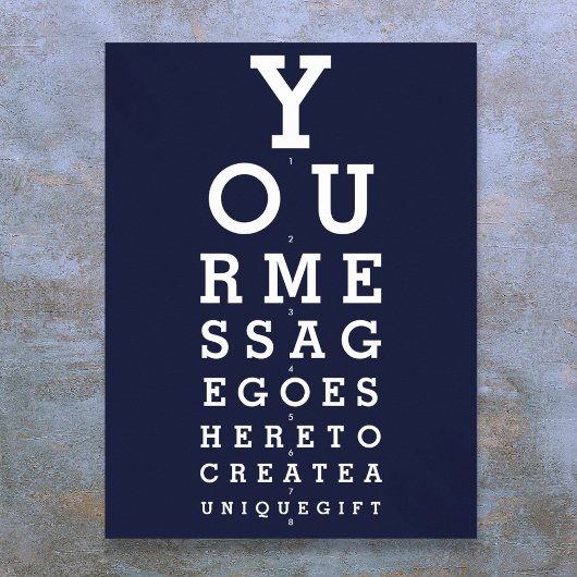 Blue Fun Eyesight Chart Custom Message Poster
