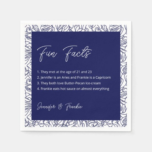 Blue Fun Facts Cocktail Napkins Serviette (Vorderseite)