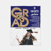 Blue Fun Fakten & Foto 2023 Grad Abschluss Fleecedecke (Vorderseite)