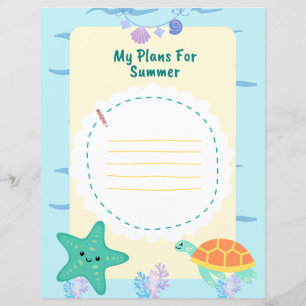Blue Fun Kids Summer Vacacation Plan Worksheet