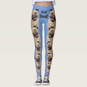 Blue Fun und Funky Pastel Mops Hunde Leggings