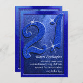 Blue Funkelnd 21. Geburtstag Party Einladungen (Vorne/Hinten)