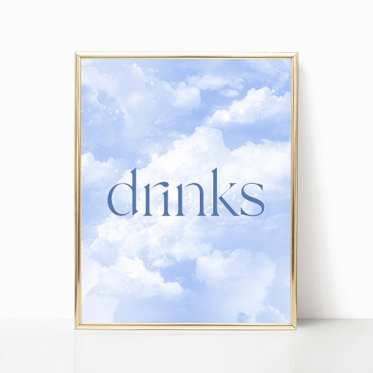 Blue Funkelnd Clouds Drinks Tafelzeichen Poster
