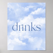 Blue Funkelnd Clouds Drinks Tafelzeichen Poster (Vorne)