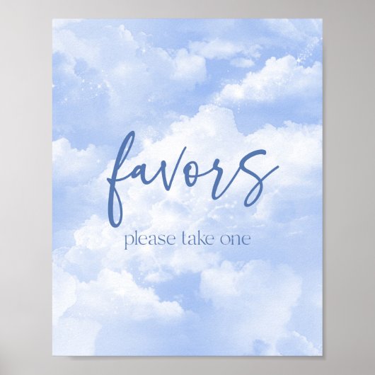 Blue Funkelnd Clouds Gastgeschenke signieren Poster (Vorne)