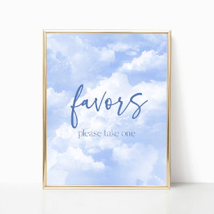 Blue Funkelnd Clouds Gastgeschenke signieren Poster