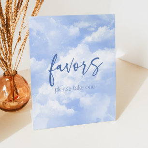 Blue Funkelnd Clouds Gastgeschenke Sockelschild