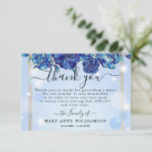 Blue Funkelnd Elegante Beerdigung Food Danke Karte (Stehend Vorderseite)