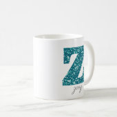 Blue Funkelnd Glitzer Letter Z Monogram Tasse (VorderseiteRechts)