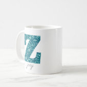 Blue Funkelnd Glitzer Letter Z Monogram Tasse (Vorderseite Links)