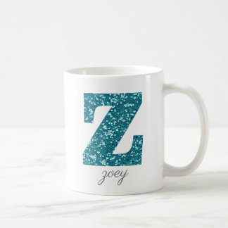 Blue Funkelnd Glitzer Letter Z Monogram Tasse