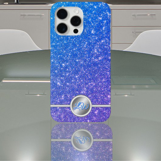 Blue funkelnd Glitzer Monogram Gehäuse Case-Mate iPhone Hülle