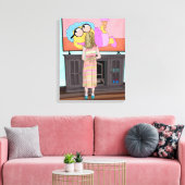 Blue Funkelnd Shoes | Little Girl Watching TV Leinwanddruck (Insitu (Wohnzimmer))