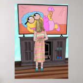 Blue Funkelnd Shoes | Little Girl Watching TV Poster (Vorne)