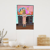 Blue Funkelnd Shoes | Little Girl Watching TV Poster (Küche)