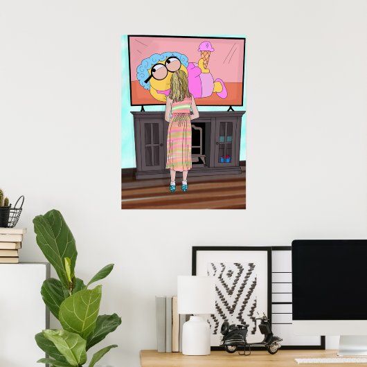 Blue Funkelnd Shoes | Little Girl Watching TV Poster (Heimbüro)
