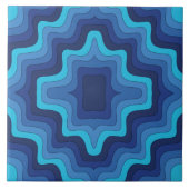 Blue Funky Retro Keramik Tile Fliese (Vorderseite)