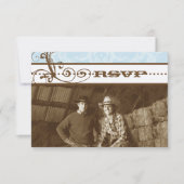 Blue Funky Wirbel Wedding RSVP (Vorderseite)