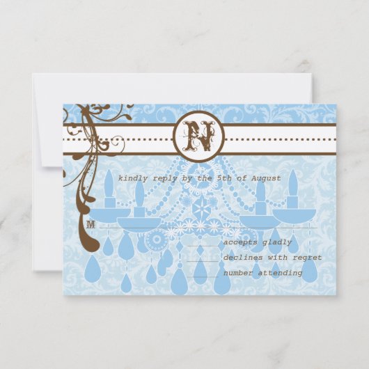 Blue Funky Wirbel Wedding RSVP (Rückseite)