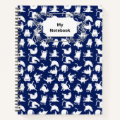 Blue Funny Cat im Yoga Sport Notizblock (Vorderseite)