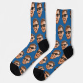 Blue Funny Custom Face Foto Crew Socken (Linkes Detail)