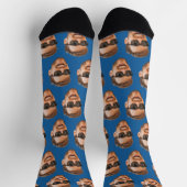 Blue Funny Custom Face Foto Crew Socken (Oben)
