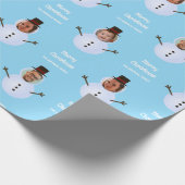 Blue Funny Custom Face Snowman Frohe Weihnachten Geschenkpapier (Ecke)