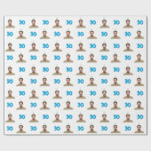 Blue Funny Face Gift Wrapping Paper for Men Geschenkpapier (Flach)