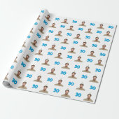 Blue Funny Face Gift Wrapping Paper for Men Geschenkpapier (Ungerollt)