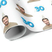 Blue Funny Face Gift Wrapping Paper for Men Geschenkpapier (Rolleneckpunkt)