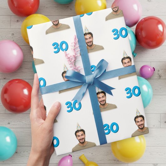 Blue Funny Face Gift Wrapping Paper for Men Geschenkpapier